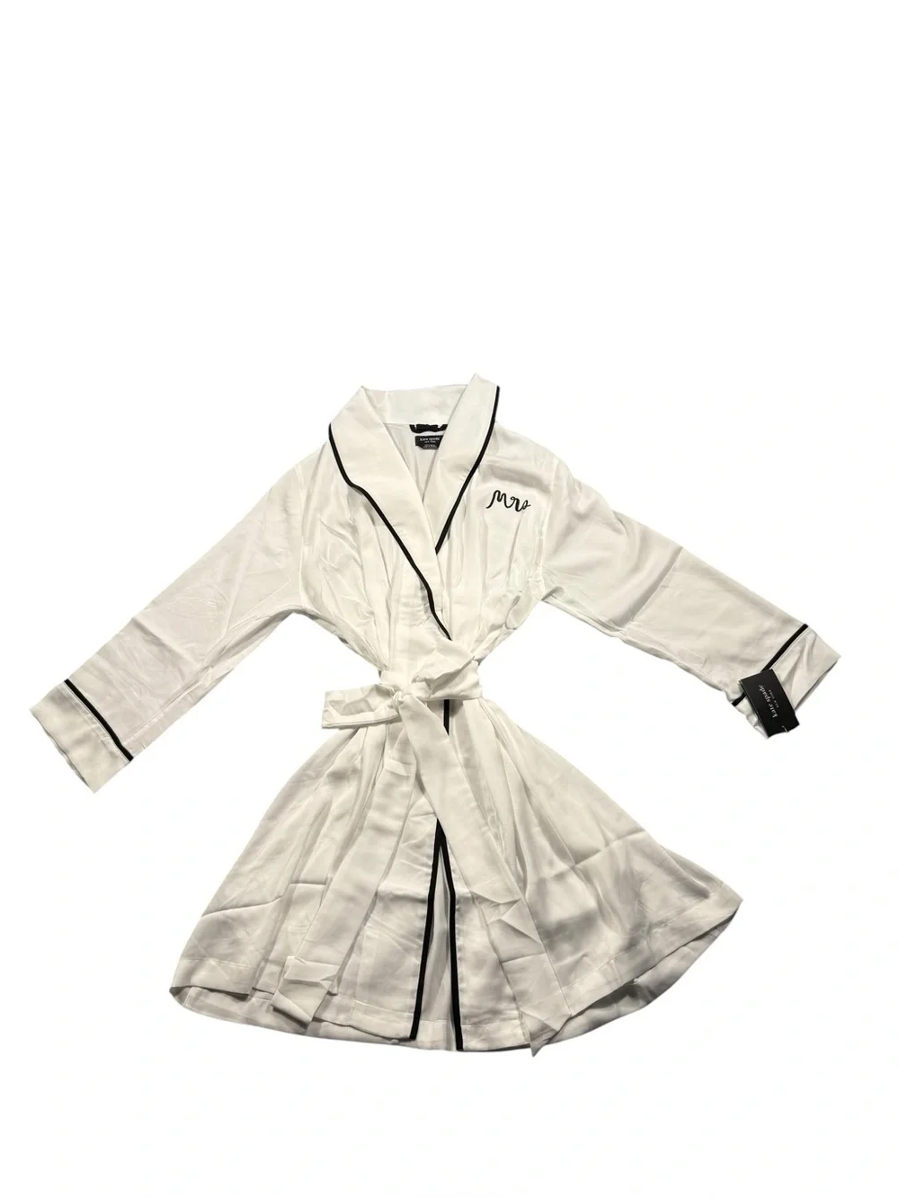 New Small Kate Spade NY White Mrs. Wedding Get Ready Bridal Robe Honeymoon Gift